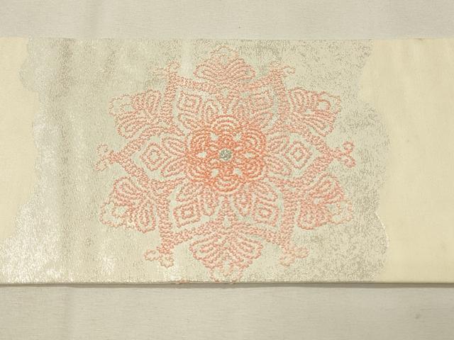 平和屋着物◎九寸名古屋帯　正倉院花文　銀糸　正絹　逸品　DABH4502qp