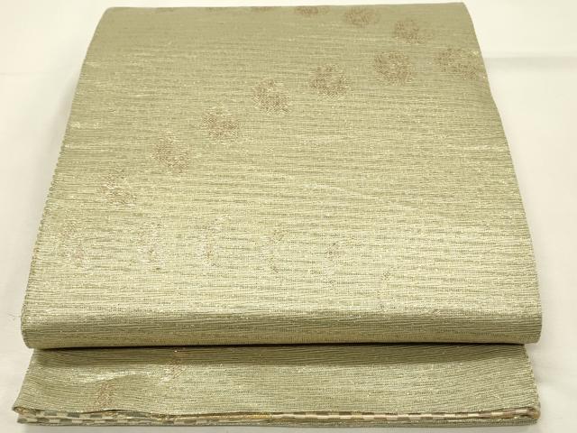 平和屋着物▽両面　全通柄袋帯　スリーシーズン　春夏秋　抽象花文　金糸　正絹　逸品　DABH4513qp