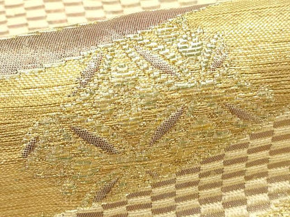 平和屋着物▽両面　全通柄袋帯　スリーシーズン　春夏秋　抽象花文　金糸　正絹　逸品　DABH4513qp