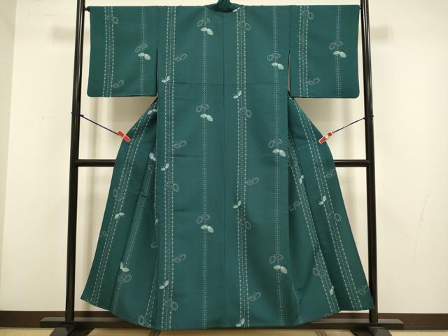 平和屋着物▽小紋　単衣　舞蝶間道　洗える着物　DABH4522du