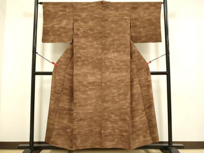 平和屋着物▽上質な小紋　単衣　霞文　正絹　逸品　DABH4532du