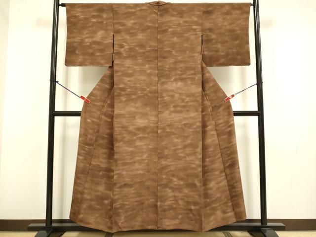 平和屋着物▽上質な小紋　単衣　霞文　正絹　逸品　DABH4532du
