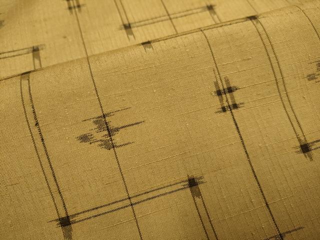 平和屋着物▽上質な紬　単衣　はなごよみ　琉球絣文様　青裳苑　証紙付き　正絹　逸品　DABH4533du
