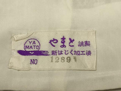 平和屋着物▽上質なお召　単衣　天目織　洋花文　やまと誂製　正絹　逸品　DABH4537du