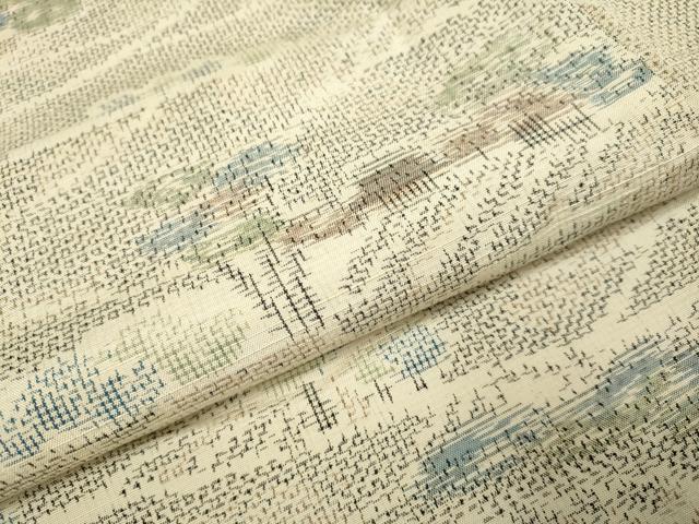 平和屋着物▽上質な紬　単衣　風景文　正絹　逸品　DABH4539du