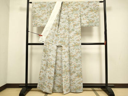 平和屋着物▽小紋　単衣　流水風景文　松竹梅　高島屋扱い　洗える着物　DABH4541du