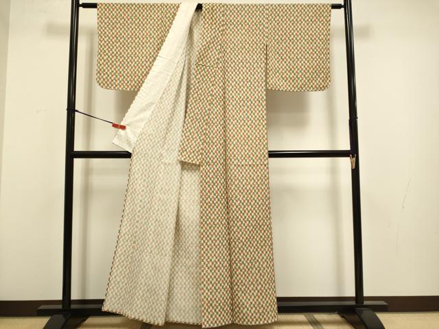 平和屋着物▽小紋　単衣　矢羽間道　洗える着物　DABH4548du