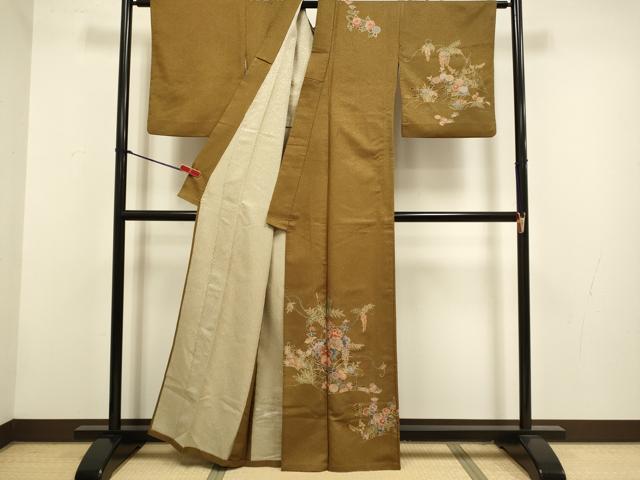 平和屋着物▽訪問着　単衣　流水花文　洗える着物　DABH4551du