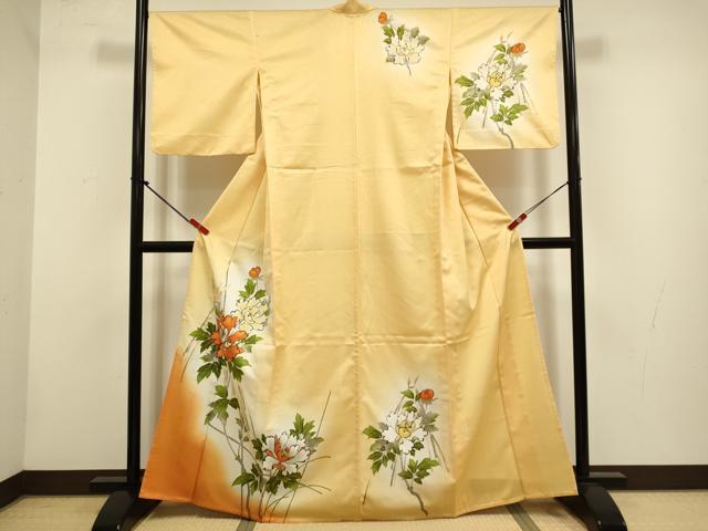 平和屋着物▽訪問着　単衣　牡丹　暈し染め　金彩　洗える着物　DABH4552du