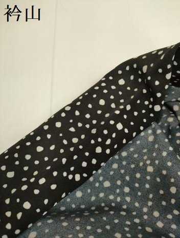 平和屋着物▽訪問着　単衣　笹竹文　黒地　洗える着物　DABH4559du