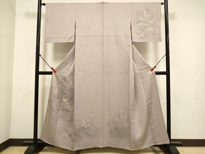 平和屋着物▽訪問着　単衣　刺繍　風景花文　暈し染め　正絹　逸品　DABH4573du