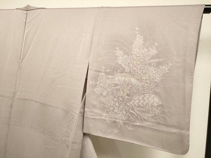 平和屋着物▽訪問着　単衣　刺繍　風景花文　暈し染め　正絹　逸品　DABH4573du