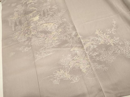 平和屋着物▽訪問着　単衣　刺繍　風景花文　暈し染め　正絹　逸品　DABH4573du