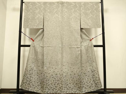 平和屋着物▽訪問着　単衣　たたき染め　舞葉文　正絹　逸品　DABH4593du