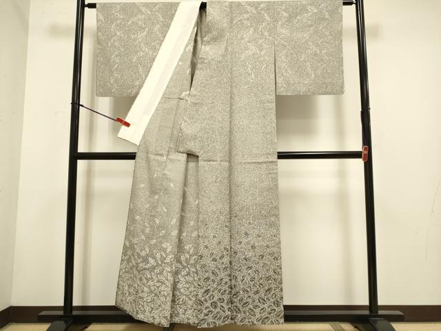 平和屋着物▽訪問着　単衣　たたき染め　舞葉文　正絹　逸品　DABH4593du