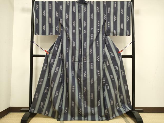平和屋着物▽せんまい紬 　単衣　間道 　正絹　逸品　未使用　DABH4600du