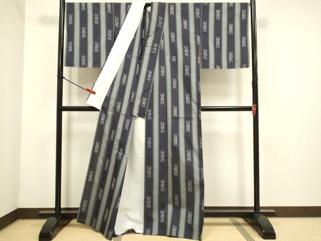 平和屋着物▽せんまい紬 　単衣　間道 　正絹　逸品　未使用　DABH4600du