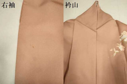 平和屋着物▽訪問着　単衣　扇花蝶文　暈し染め　金彩　ロング丈　正絹　逸品　DABH4611du