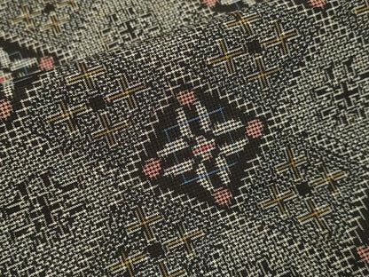 平和屋着物▽本場村山大島紬　単衣　花菱文　正絹　逸品　DABH4612du