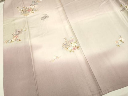 平和屋着物▽中国三大刺繍 スワトウ刺繍 汕頭刺繍 相良刺繍 総刺繍 訪問着 単衣 中国秘蔵彩陶の美 暈し染め 正絹 逸品 DABH4613du