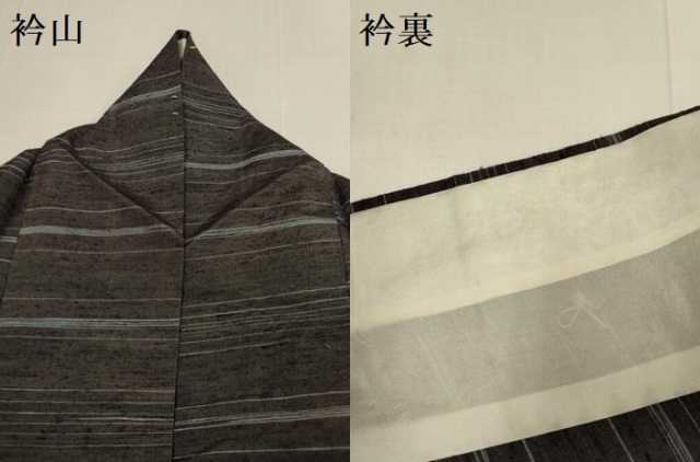 平和屋着物▽上質な紬　単衣　横段文　正絹　逸品　DABH4619du