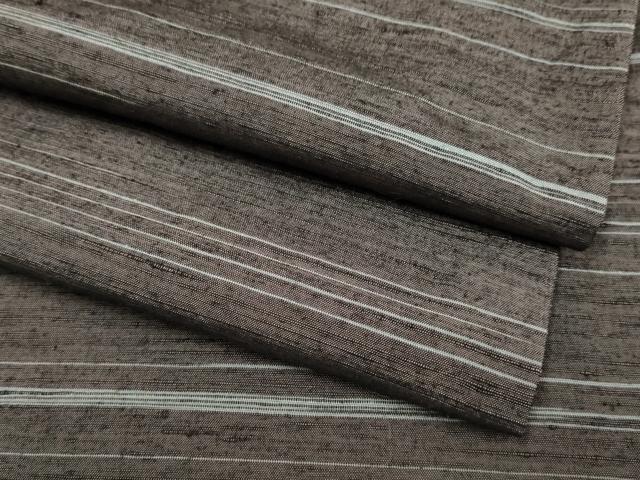 平和屋着物▽上質な紬　単衣　横段文　正絹　逸品　DABH4619du
