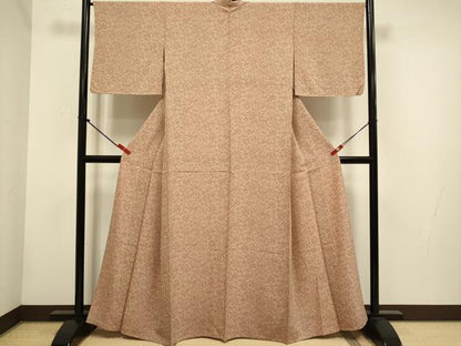 平和屋着物▽江戸小紋　単衣　草花文　松竹梅　反端付き　正絹　逸品　DABH4622du