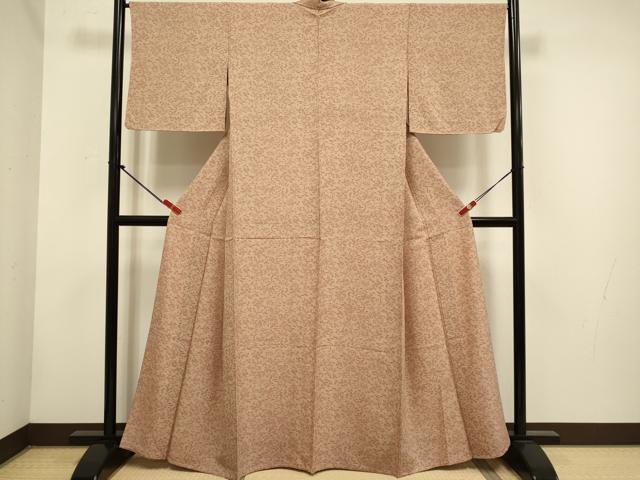 平和屋着物▽江戸小紋　単衣　草花文　松竹梅　反端付き　正絹　逸品　DABH4622du