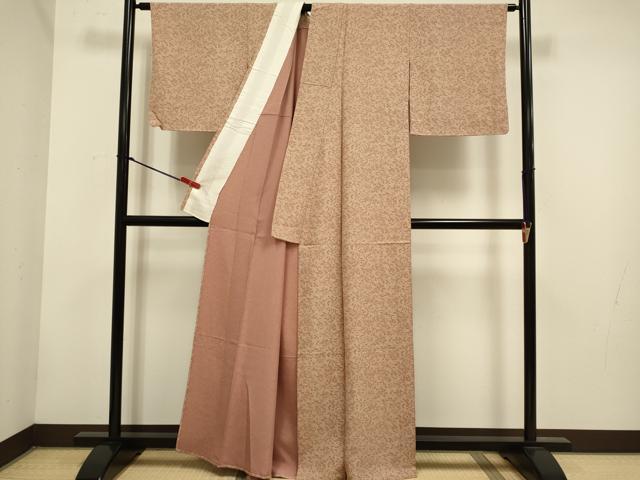 平和屋着物▽江戸小紋　単衣　草花文　松竹梅　反端付き　正絹　逸品　DABH4622du