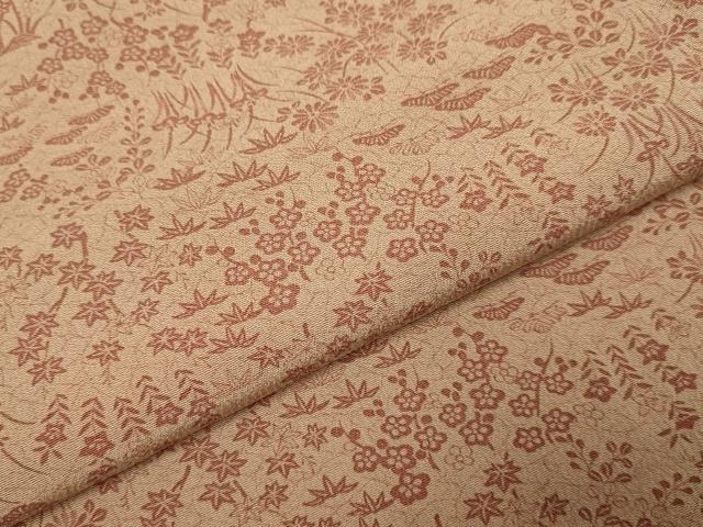 平和屋着物▽江戸小紋　単衣　草花文　松竹梅　反端付き　正絹　逸品　DABH4622du
