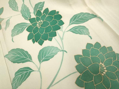 平和屋着物▽訪問着　単衣　花唐草文　金彩　正絹　逸品　DABH4624du