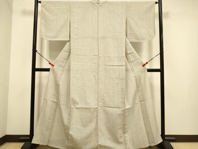 平和屋着物▽上質なお召　単衣　十字絣　正絹　逸品　DABH4626du