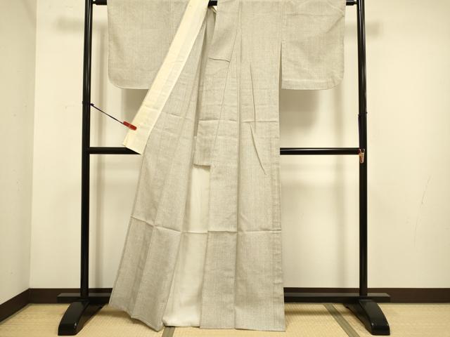 平和屋着物▽上質なお召　単衣　十字絣　正絹　逸品　DABH4626du
