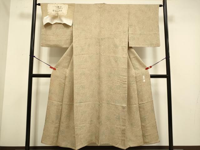 平和屋着物▽十一代目「慶長」　千田堅吉　小紋　単衣　草花文　証紙付き　正絹　逸品　DABH4629du