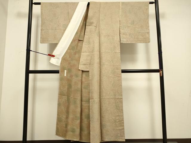 平和屋着物▽十一代目「慶長」　千田堅吉　小紋　単衣　草花文　証紙付き　正絹　逸品　DABH4629du