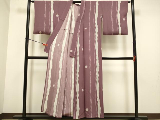 平和屋着物▽上質な小紋　単衣　雪輪花間道　正絹　逸品　DABH4632du
