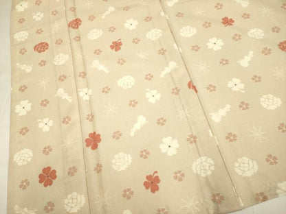 平和屋着物▽小紋　単衣　楽器花文　バイオリン　薔薇　クローバー　洗える着物　未使用　DABH4633du