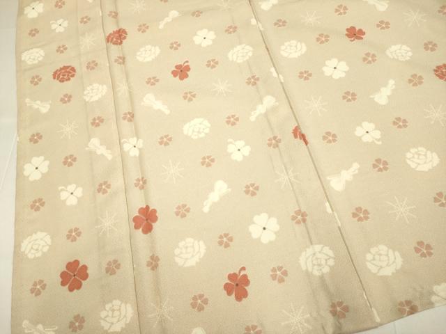 平和屋着物▽小紋　単衣　楽器花文　バイオリン　薔薇　クローバー　洗える着物　未使用　DABH4633du