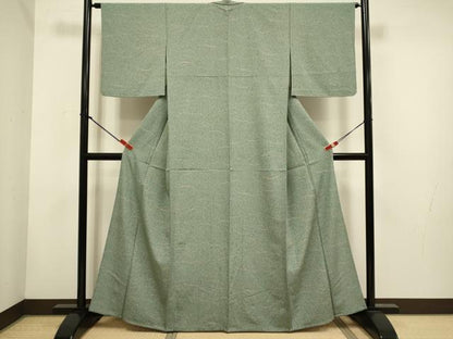 平和屋着物▽上質な小紋　単衣　芝文　金彩　正絹　逸品　DABH4635du