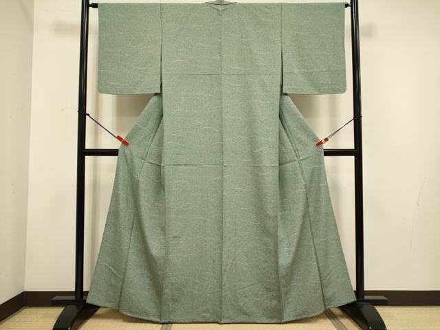 平和屋着物▽上質な小紋　単衣　芝文　金彩　正絹　逸品　DABH4635du