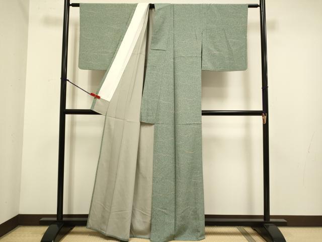 平和屋着物▽上質な小紋　単衣　芝文　金彩　正絹　逸品　DABH4635du
