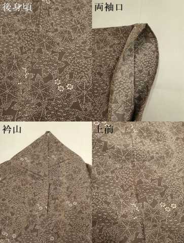 平和屋着物▽上質な小紋　単衣　花楓文　正絹　逸品　DABH4637du
