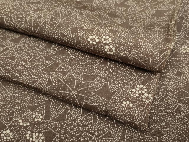平和屋着物▽上質な小紋　単衣　花楓文　正絹　逸品　DABH4637du
