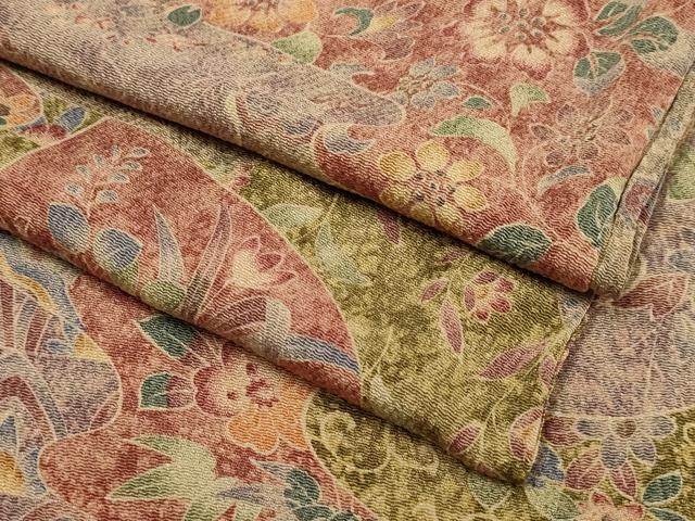 平和屋着物▽上質な小紋　単衣　草花文　鬼しぼ縮緬　まるやま扱い　正絹　逸品　DABH4638du