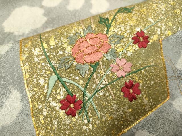 平和屋着物▽訪問着　単衣　駒刺繍　絞り　色紙重ね花文　金彩　正絹　逸品　DABH4639du