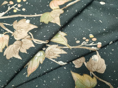 平和屋着物▽小紋　単衣　葡萄蔦の葉文　金彩　洗える着物　DABH4641du