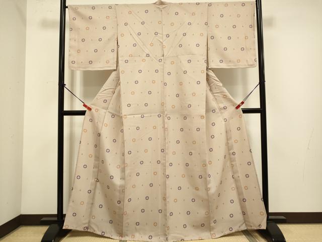 平和屋着物▽小紋　単衣　七宝文　洗える着物　未使用　DABH4642du