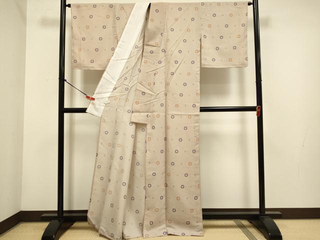平和屋着物▽小紋　単衣　七宝文　洗える着物　未使用　DABH4642du