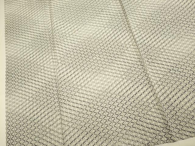 平和屋着物▽上質な小紋　単衣　麻の葉文様　正絹　逸品　DABH4643du