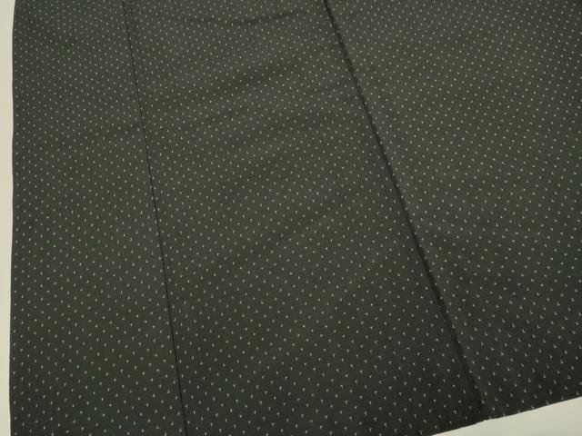 平和屋着物▽本塩沢　単衣　十字絣　黒地　正絹　逸品　DABH4651du